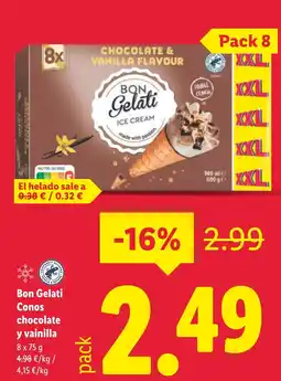Lidl Bon Gelati Conos chocolate y vainilla oferta