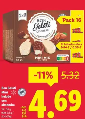 Lidl Bon Gelati mini helado con almendra oferta