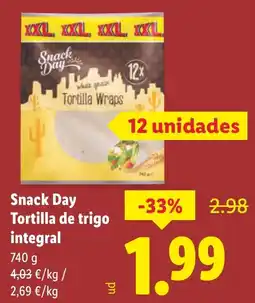 Lidl Snack Day Tortilla de trigo integral oferta