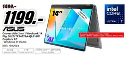 MediaMarkt ASUS Convertible 2 en 1 Vivobook 14 Flip OLED TP3407SA-QL016W Copilot+ PC oferta
