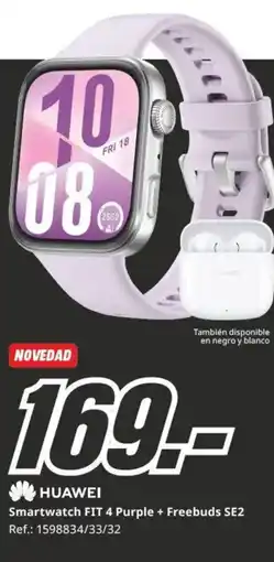 MediaMarkt HUAWEI Smartwatch FIT 4 Purple + Freebuds SE2 oferta