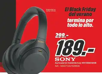 MediaMarkt SONY Auriculares inalámbricos WH1000XM4B oferta