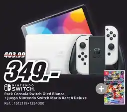 MediaMarkt Pack Consola Switch Oled Blanca + Juego Nintendo Switch Mario Kart 8 Deluxe oferta