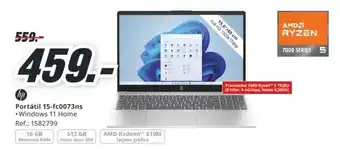 MediaMarkt HP Portátil 15-fc0073ns oferta