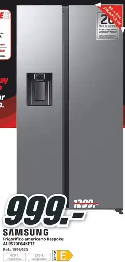 MediaMarkt SAMSUNG Frigorífico americano Bespoke AI RS70F64KETE oferta