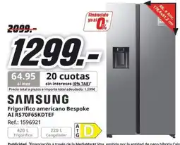 MediaMarkt SAMSUNG Frigorífico americano Bespoke AI RS70F65KDTEF oferta