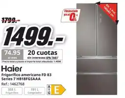 MediaMarkt HAIER Frigorífico americano FD 83 Series 7 HB18FGSAAA oferta