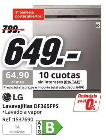 MediaMarkt LG Lavavajillas DF365FPS oferta