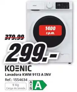 MediaMarkt KOENIC Lavadora KWM 9113 A INV oferta