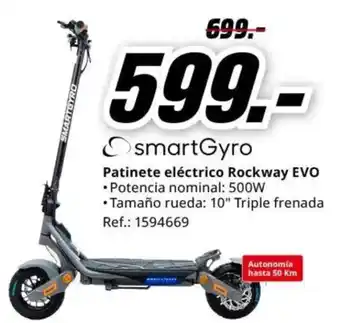 MediaMarkt Patinete eléctrico Rockway EVO ⚫Potencia nominal: 500W oferta