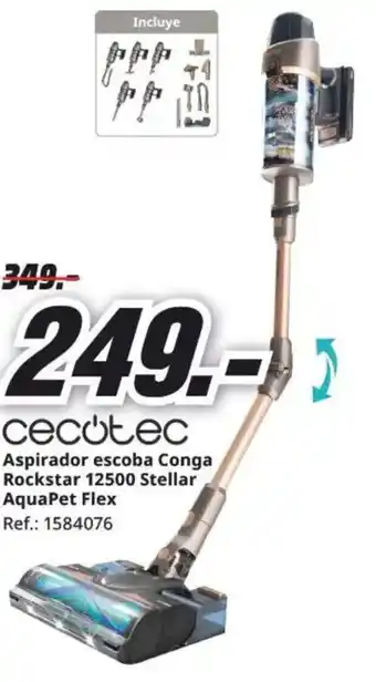 MediaMarkt CECOTEC Aspirador escoba Conga Rockstar 12500 Stellar AquaPet Flex oferta