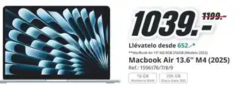 MediaMarkt Macbook Air 13.6" M4 (2025) oferta