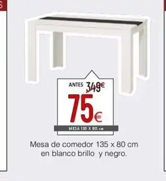 Atrapamuebles Mesa de comedor en blanco brillo y negro. oferta