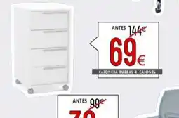 Atrapamuebles Cajonera ruedas 4 cajones oferta