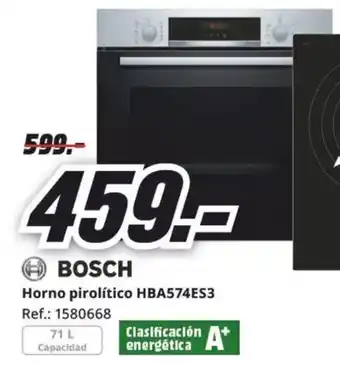 MediaMarkt BOSCH Horno pirolítico HBA574ES3 oferta