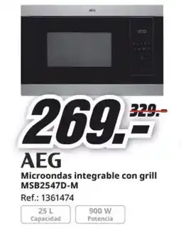 MediaMarkt AEG Microondas integrable con grill MSB2547D-M oferta
