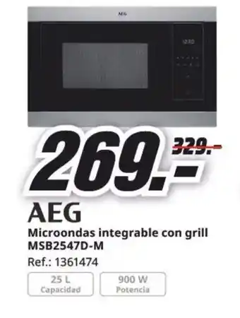MediaMarkt AEG Microondas integrable con grill MSB2547D-M oferta
