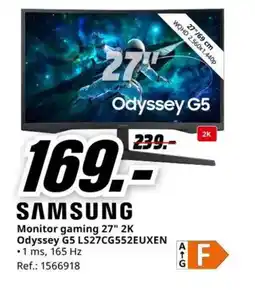 MediaMarkt SAMSUNG Monitor gaming 27" 2K Odyssey G5 LS27CG552EUXEN oferta