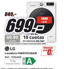 MediaMarkt LG Lavadora F4WR7013AGW oferta