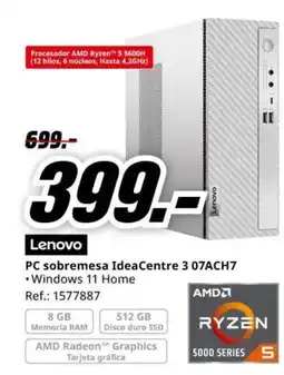 MediaMarkt LENOVO PC sobremesa Idea Centre 3 07ACH7 oferta