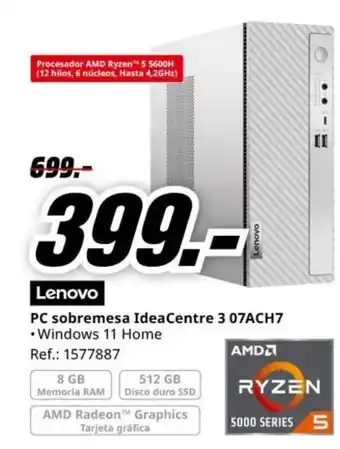 MediaMarkt LENOVO PC sobremesa Idea Centre 3 07ACH7 oferta