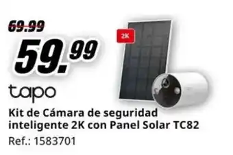 MediaMarkt TAPO Kit de Cámara de seguridad inteligente 2K con Panel Solar TC82 oferta