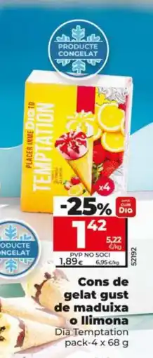 Dia Cons de gelat gust de maduixa o llimona oferta