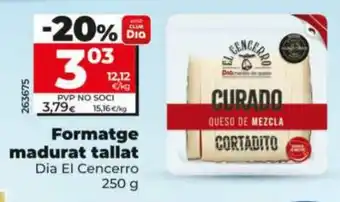 Dia Formatge madurat tallat oferta