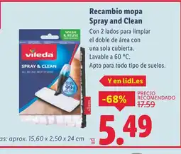 Lidl VILEDA Recambio mopa Spray and Clean oferta