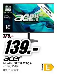 MediaMarkt Acer - monitor 32 sa322q a 1ms oferta