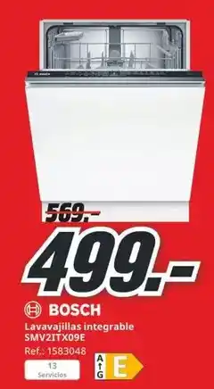 MediaMarkt Bosch - lavavajillas integrable smv2tixoe oferta