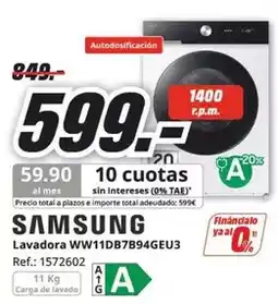 MediaMarkt Samsung - lavadora ww11db7b94gueu3 oferta