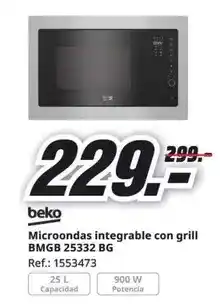MediaMarkt Beko - microondas integrable con grill 25332 bg oferta
