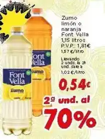 Supermercados Piedra Font vella - zumo limón naranja oferta