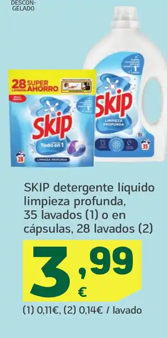 HiperDino SKIP detergente líquido limpieza profunda, 35 lavados o en cápsulas oferta