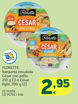 HiperDino FLORETTE barqueta ensalada César con pollo o César light oferta