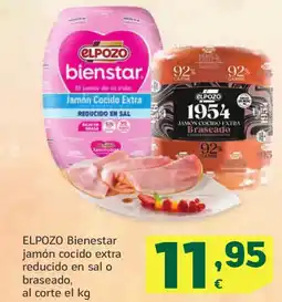HiperDino ELPOZO Bienestar jamón cocido extra reducido en sal o braseado oferta