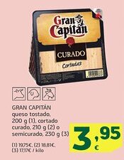 HiperDino GRAN CAPITÁN queso tostado cortado curado o semicurado oferta