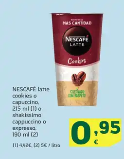 HiperDino NESCAFÉ latte cookies o capuccino o shakissimo cappuccino o expresso oferta