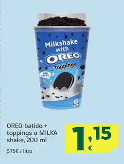 HiperDino OREO batido + toppings o MILKA shake oferta