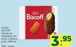 HiperDino LOTUS BISCOFF helado de chocolate con leche o blanco oferta