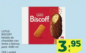 HiperDino LOTUS BISCOFF helado de chocolate con leche o blanco oferta