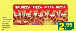 HiperDino ITALPIZZA LA NÚMERO UNO pizza distintas variedades y gramajes, oferta