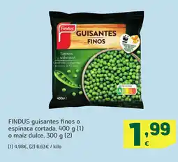 HiperDino FINDUS guisantes finos o espinaca cortada o maíz dulce oferta