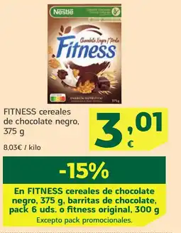 HiperDino FITNESS cereales de chocolate negro, oferta
