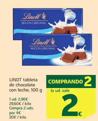 HiperDino LINDT tableta de chocolate con leche oferta