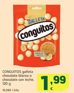 HiperDino CONGUITOS galleta chocolate blanco o chocolate con leche oferta