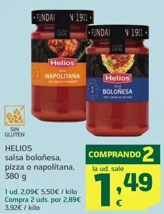 HiperDino HELIOS salsa boloñesa, pizza o napolitana, oferta