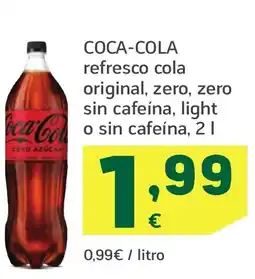 HiperDino COCA-COLA refresco cola original, zero, zero sin cafeína, light o sin cafeína oferta