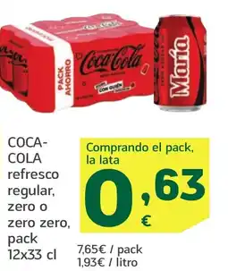 HiperDino COCA- COLA refresco regular, zero o zero zero, oferta
